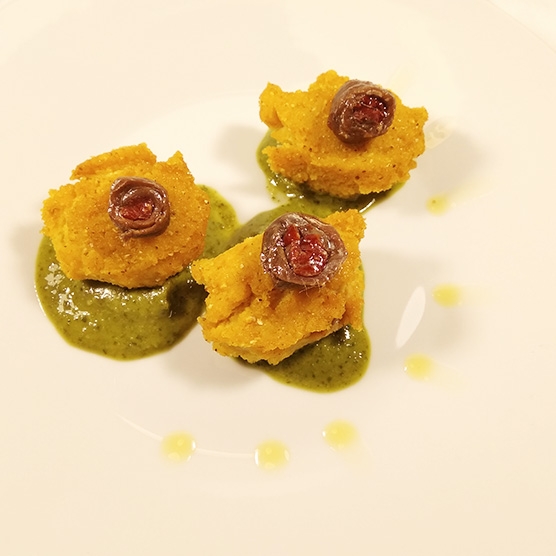 quenelle-polenta-alici-pesto